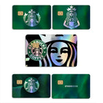 autocollants carte bancaire effet laser logo starbucks vert noir holographique anti rayures