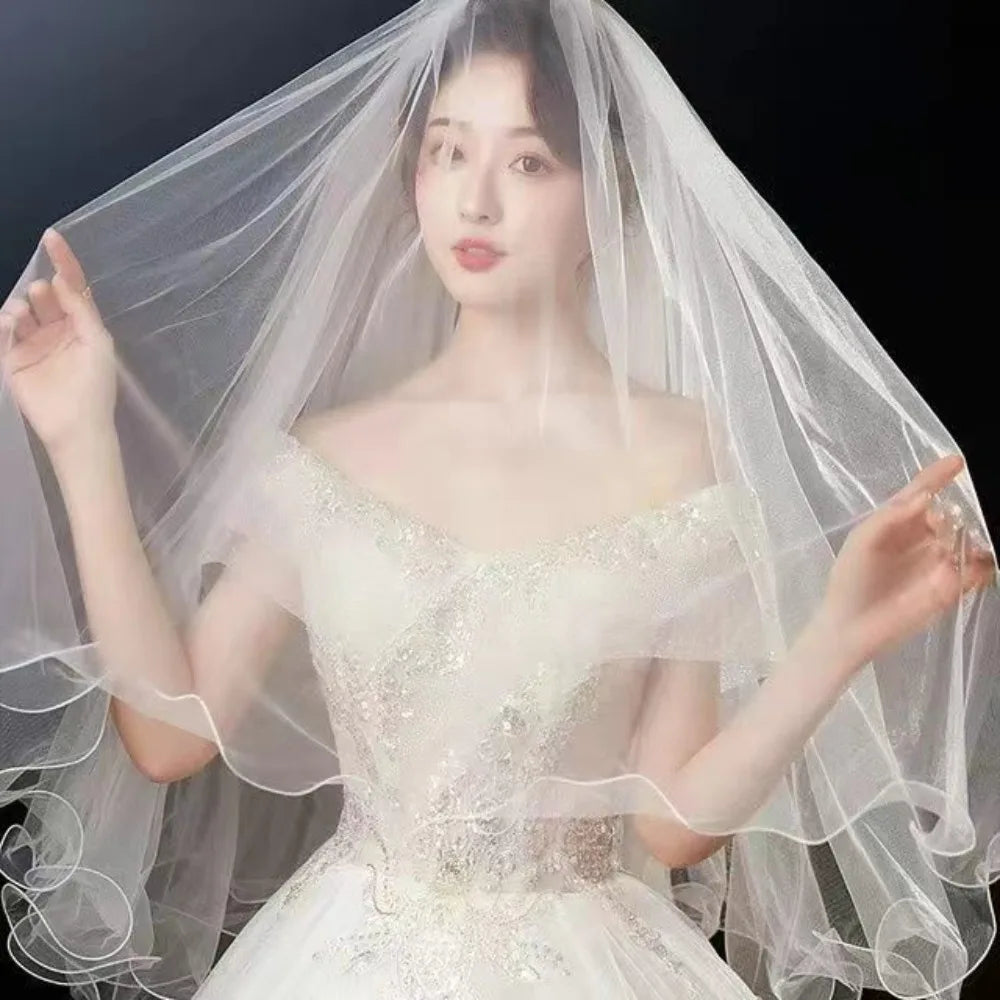 voile mariée blanc dentelle polyester classique bouquet fleurs inclusion translucide