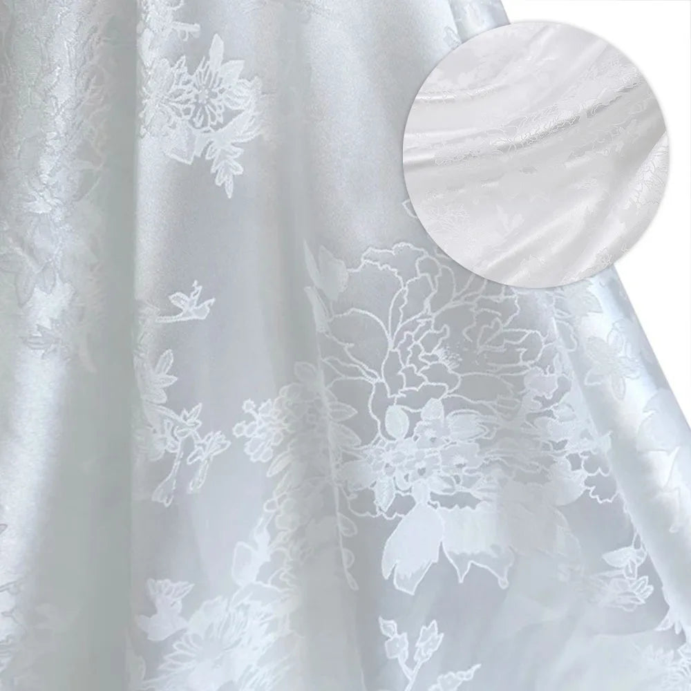 tissu floral or rose élégant classique satiné polyester largeur 150cm