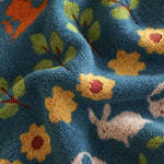 serviette enfantine coton fleuri absorption rapide lavable machine bleue verte