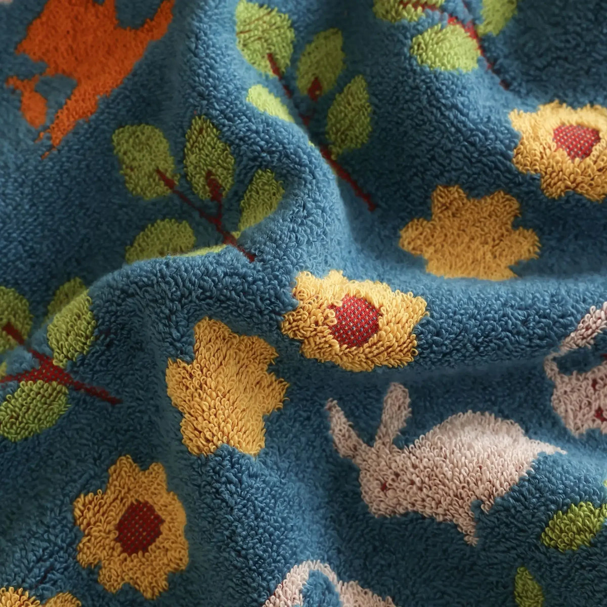 serviette enfantine coton fleuri absorption rapide lavable machine bleue verte