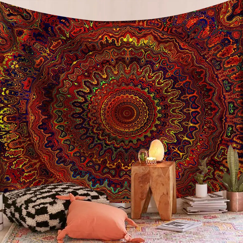 Tapisserie murale Mandala indien Boho gris violet