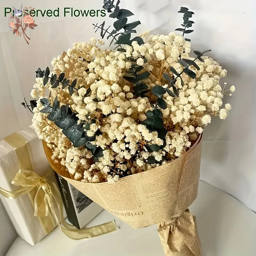 bouquets fleurs séchées blanc vert décoration maison anniversaire baby shower rustic naturel