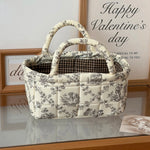 panier rangement pliable polyester toile jouy vintage blanc carreaux romantique portable respectueux environnement
