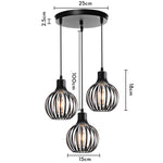 Suspension lumineuse industrielle moderne métal noir blanc abat jour rond grillagé
