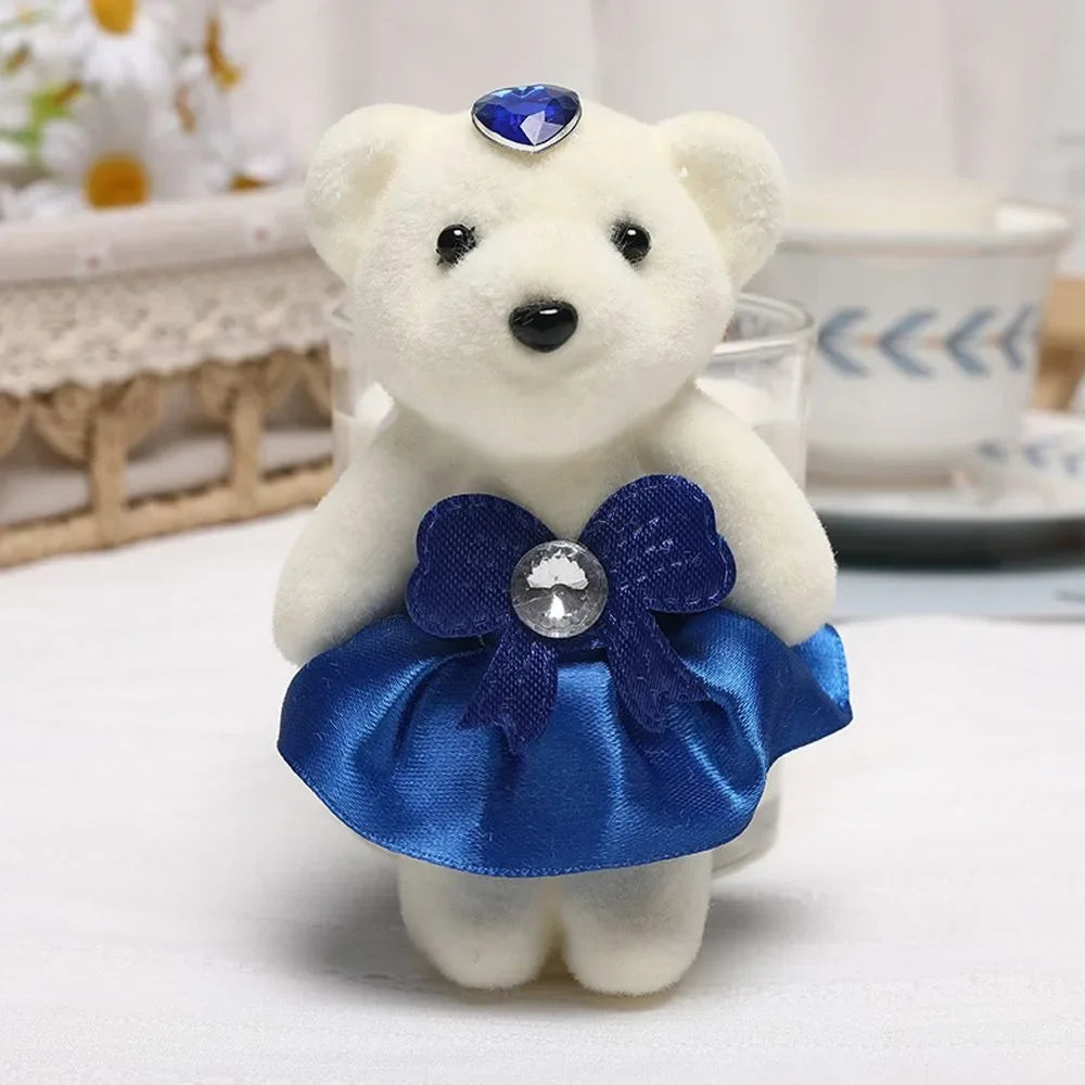 ours peluche blanc doux velouté rubans strass coeurs couronne dorée décoration anniversaire mariage
