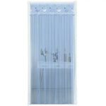 rideau porte transparent motif animaux brodés couleur bleu violet blanc enfantin