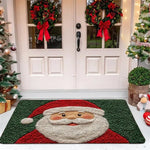 tapis sol décoration noël renne père noël merry christmas vert rouge floral imperméable antidérapant