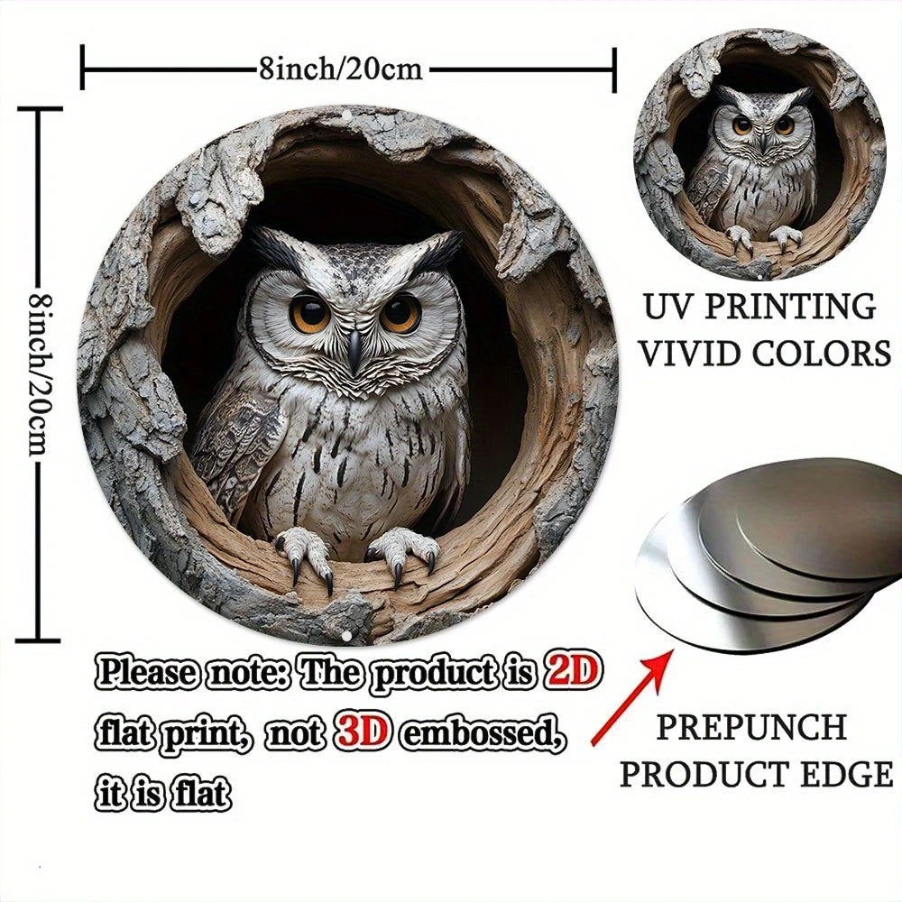 décoration murale hibou bois naturelle 3D plumes écorce fixations inclusées 20cm