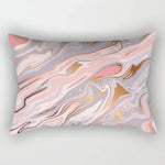 taie d'oreiller rectangulaire rose blanc doré motif géométrique moderne lit chambre décoration maison