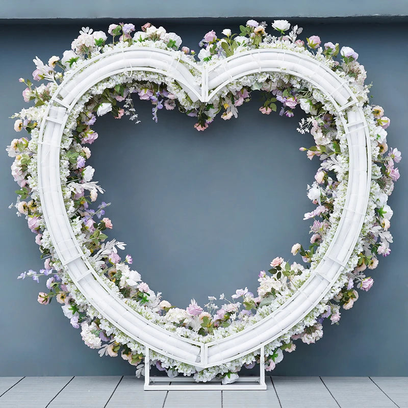 arche décoration mariage fleurs artificielles cœur violet anniversaire extérieur classique événement table decoration
