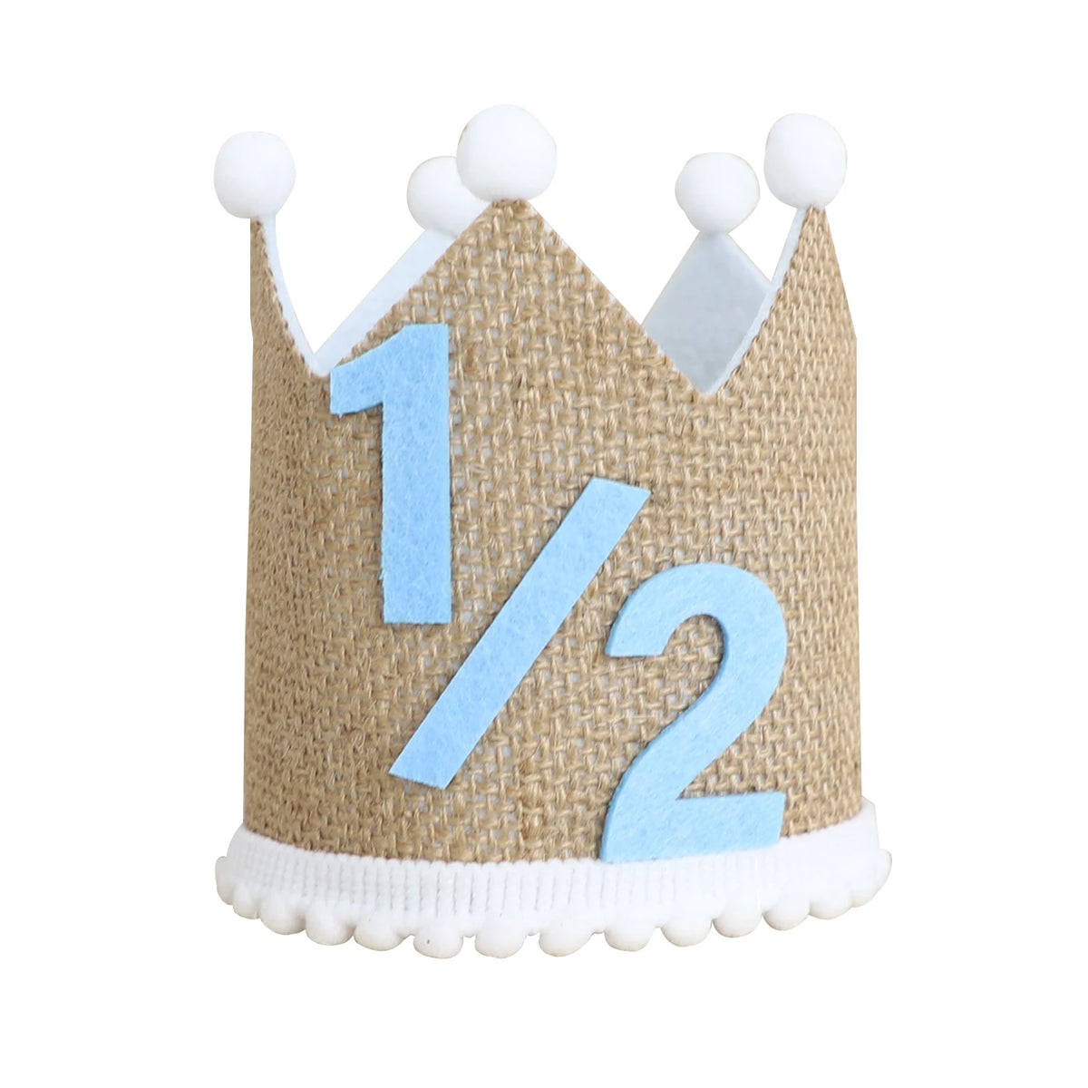 couronne décorative marron blanc bleu rose pompons chiffres anniversaire enfant photo rustic
