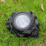 lampe solaire moderne noire aspect roche imitation pierre extérieure jardin imperméable led