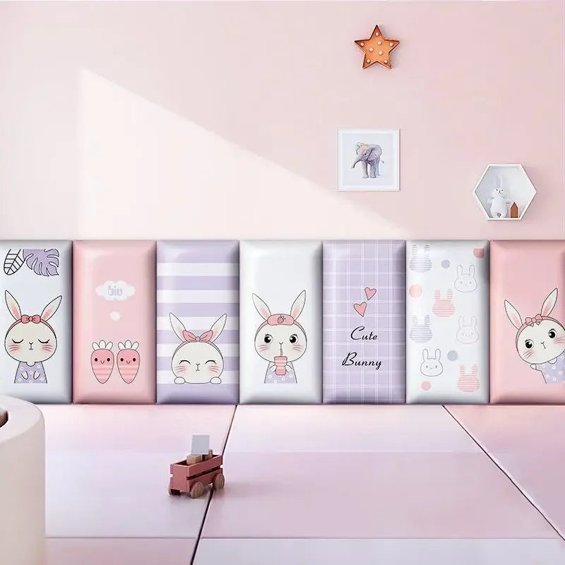 tapis sol enfant rose motifs lapins mignons décoration chambre bébé moderne 150cm doux