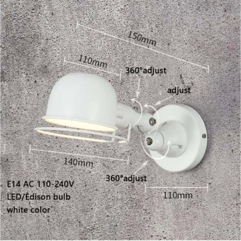 lampe murale articulée industrielle moderne vert gris blanc rouge noir opacité LED Edison