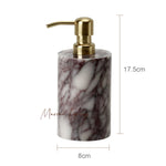 ensemble salle bain marbre violet blanc élégant distributeur savon diffuseur huiles essentielles porte gobelet