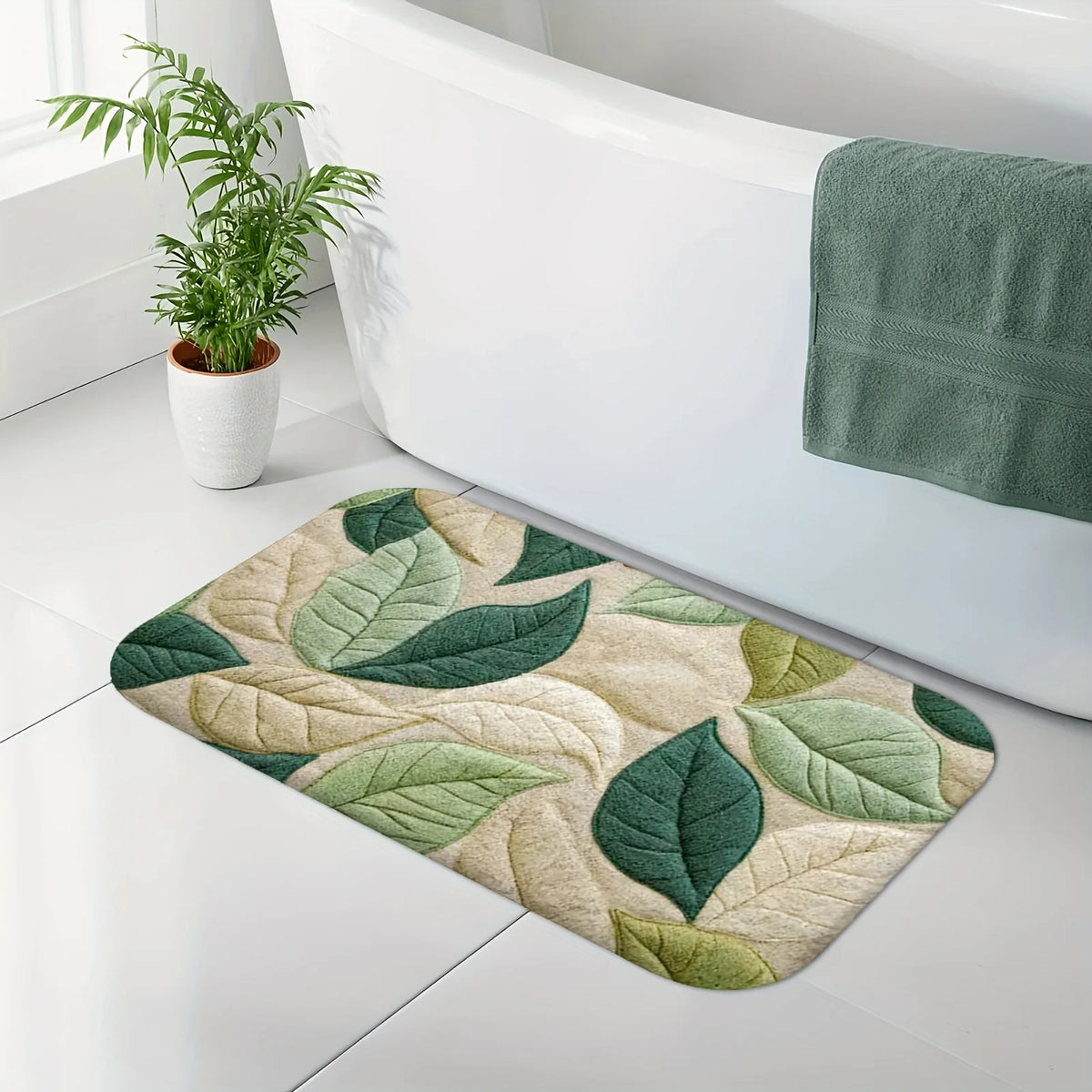 tapis vert feuilles moderne imperméable antidérapant bain entrée salon decoextérieur 40x60cm 50x80cm
