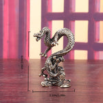 statuette dragon argenté écailles sculptural antique décor maison cadeau fête saison unique