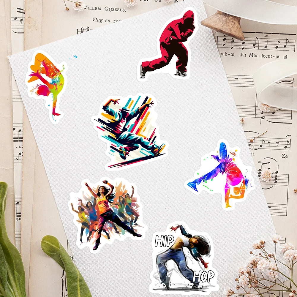 stickers hip hop danseurs poses textes thérapie multicolores adhésifs waterproof adultes adolescents scrapbooking