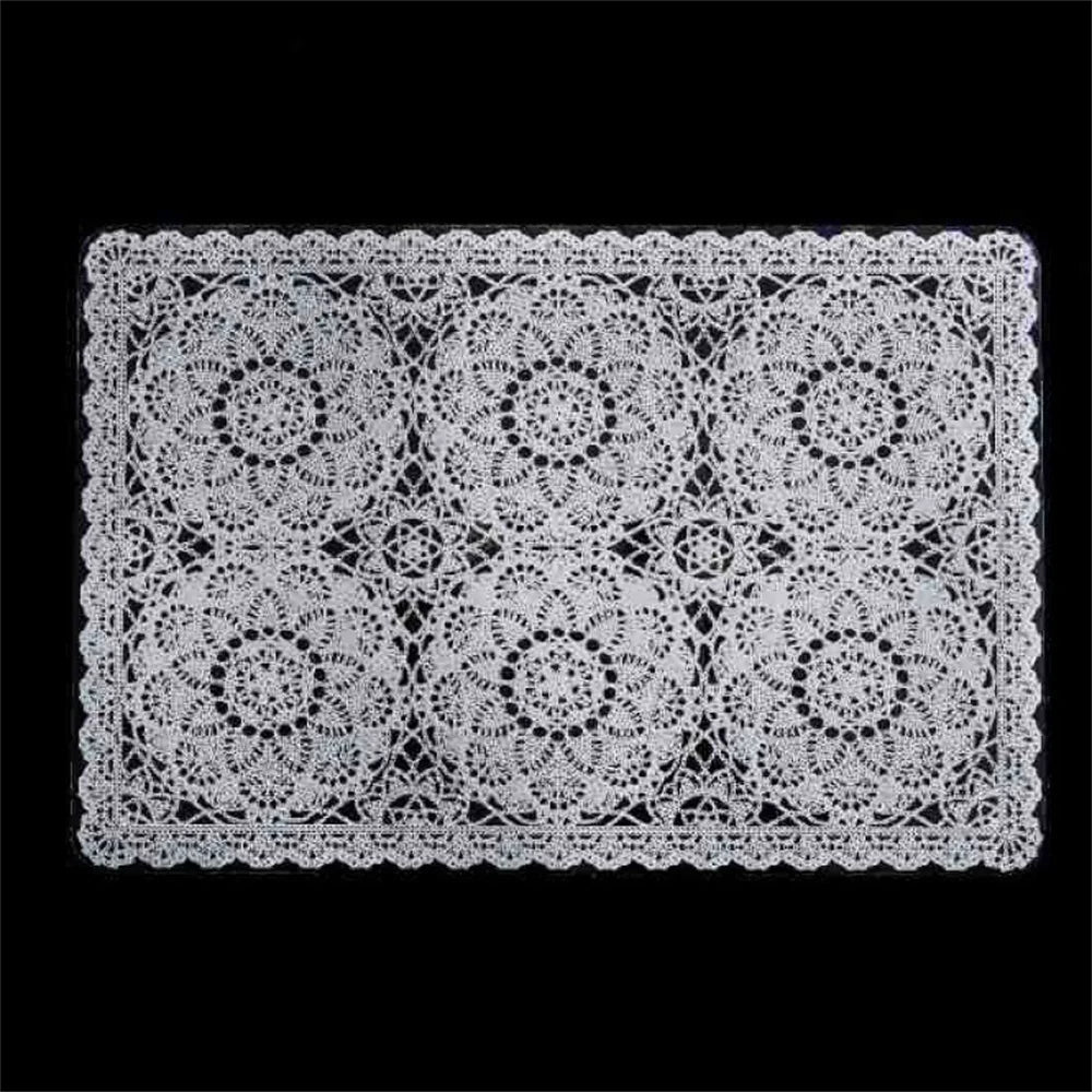 serviettes table blancs motifs floraux dentelle fine classiques élégantes respectueuses environnement 45x30cm set 12