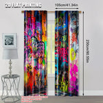 rideau moderne graffiti multicolore polyester 29.53x65.35in 41.34x90.55in decoration fete famille abstraite