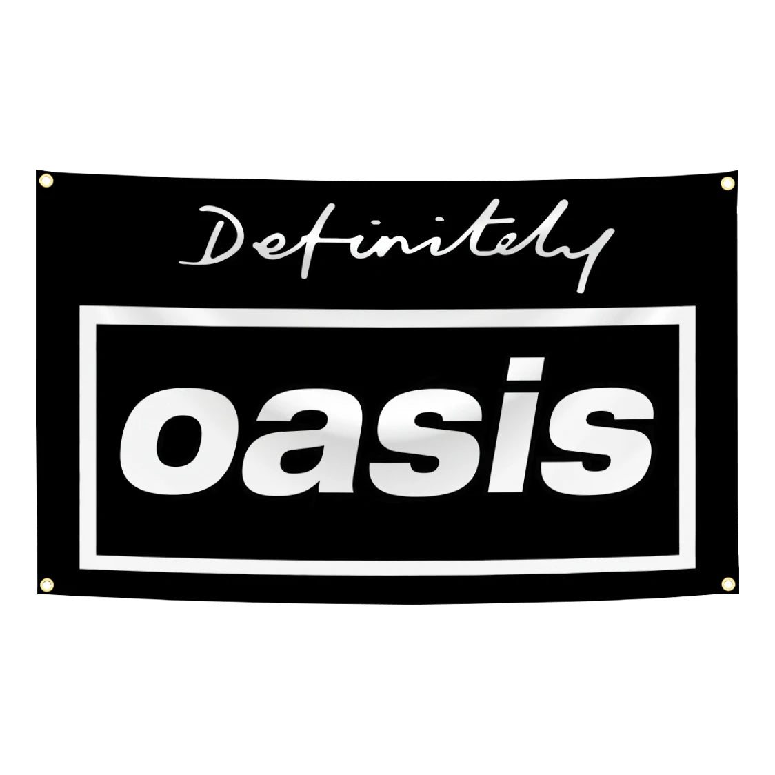 bannière rock vintage oasis logo union jack scène musicale noir rouge bleu