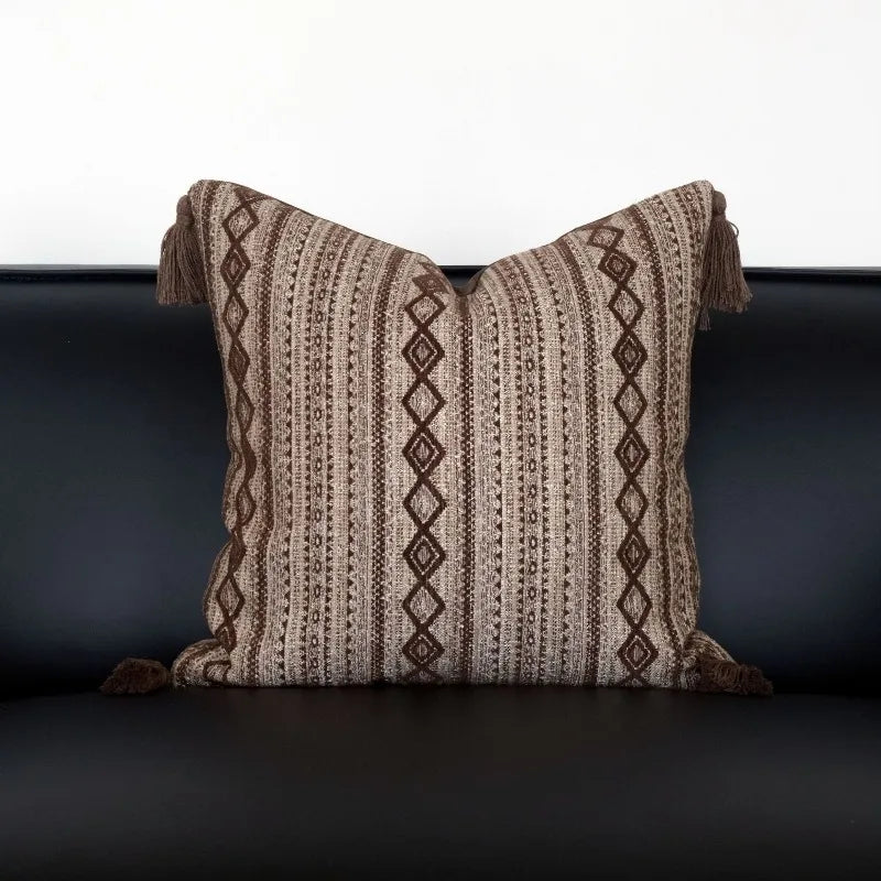 housses coussins carrés nordique motif chevaux géométrique beige marron adhésifs modernes decoration maison voiture