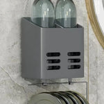 porte accessoires mural adhésif blanc gris moderne organisateur brosses cheveux maquillage toiletté