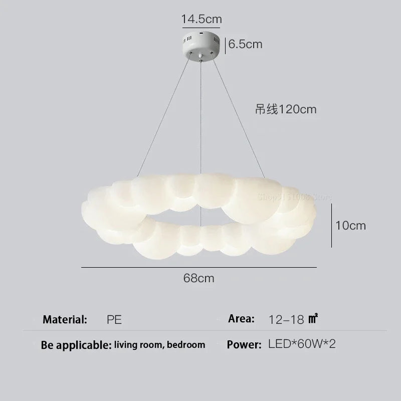 Suspension lumineuse moderne blanc billes arrondies opacité salon chambre étude led 249 2000lm