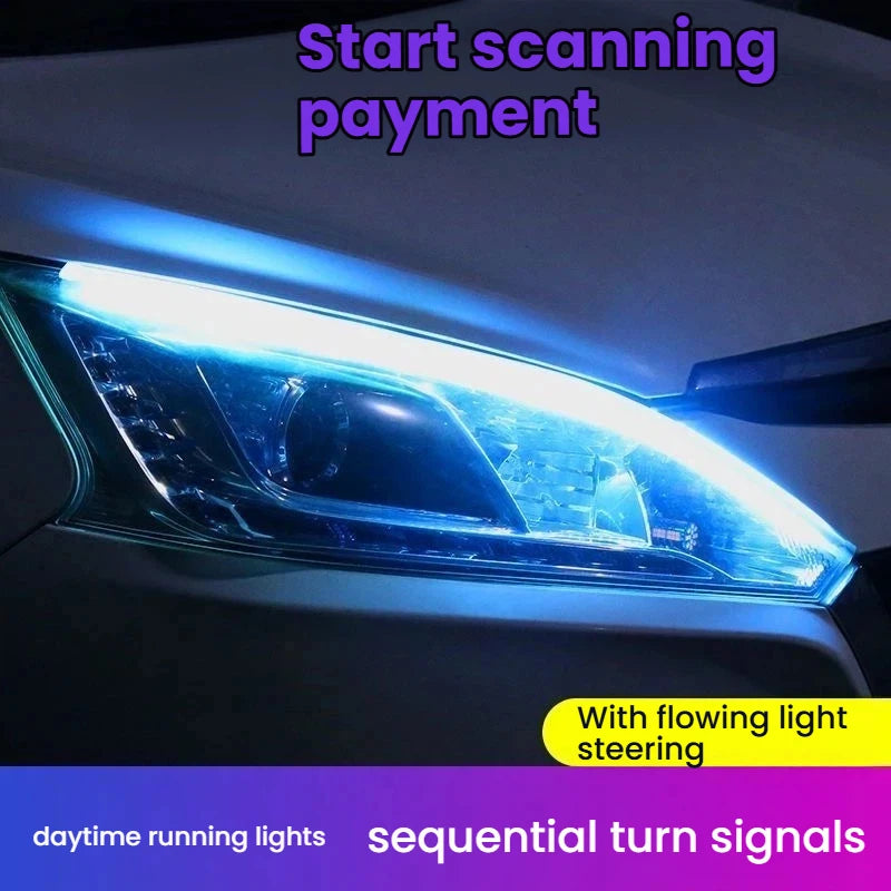Guide lumière jour voiture bleu blanc rose adhésif moderne câbles connecteurs led fluorescent 45cm