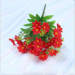 bouquet artificiel fleurs simples feuilles vertes moderne décoration intérieure opacité bleu rose jaune vert