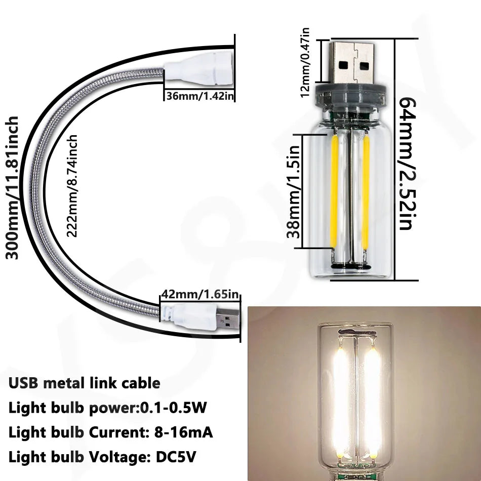 ampoule led usb flexible transparente moderne décoration intérieure multiple couleurs adaptable lumière nocturne rechargeable