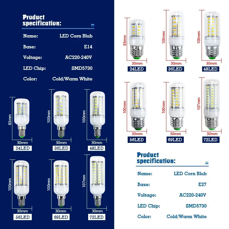 ampoule led maïs décoration intérieur blanc chaud lumière moderne lustre lustre base e14 e27