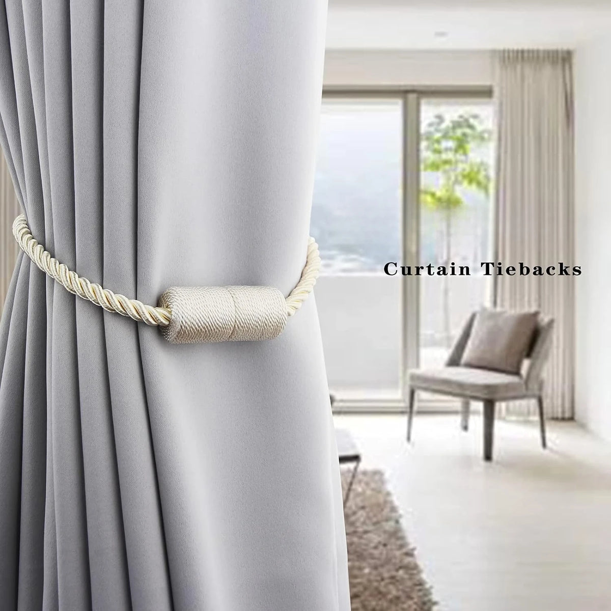 boucles rideau moderne vis fixations tissu cheveux synthétiques beige noir or gris minimaliste 2pcs