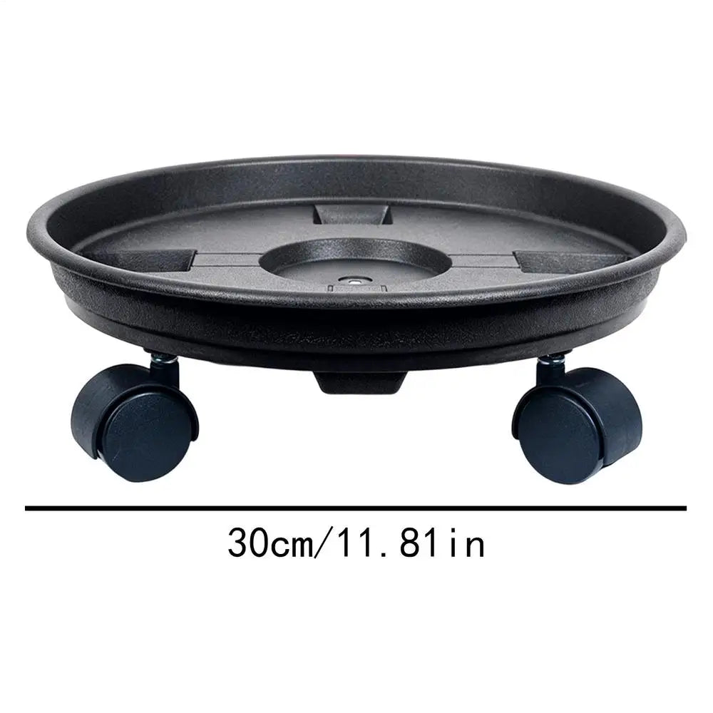 plateau roulettes moderne noir texture rugueuse roulettes support plante mobile