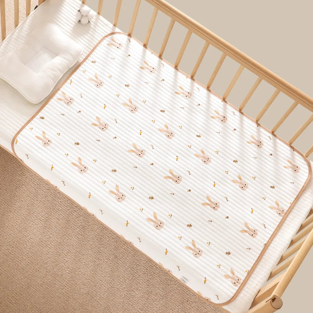 tapis bébé blanc imprimé ours lapins points dorés doux décoratif