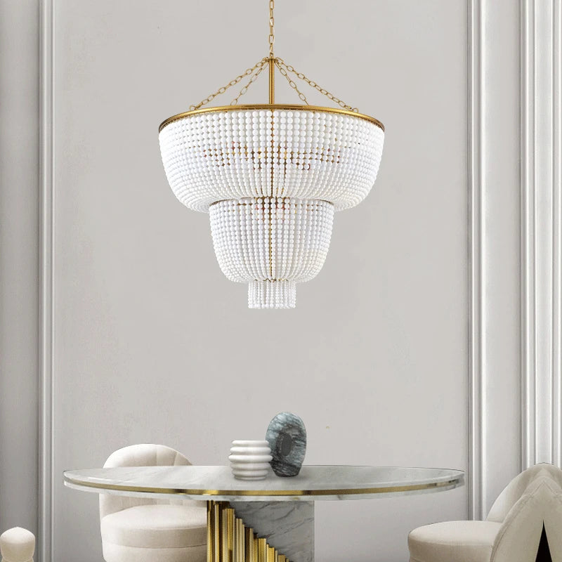lustre led blanc doré classique suspension chaînes éclairage intérieur classique