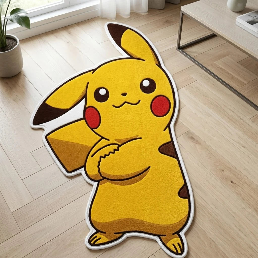 tapis pikachu jaune dessin animé cartoon opacité diamètre 50cm 80cm 100cm 120cm 150cm chambre
