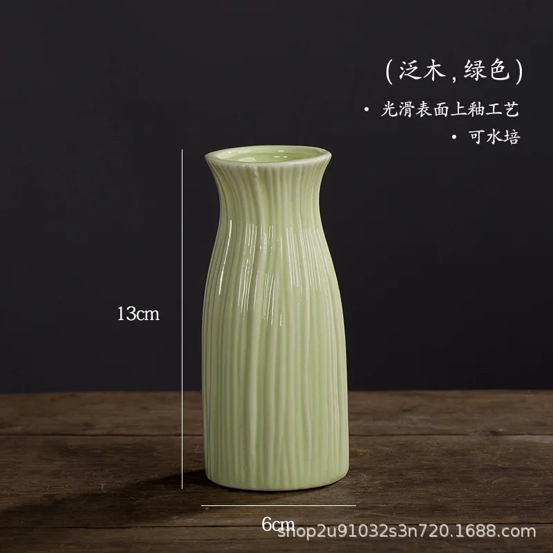 vases céramique moderne rayures horizontales orange blanc rose jaune vert clair