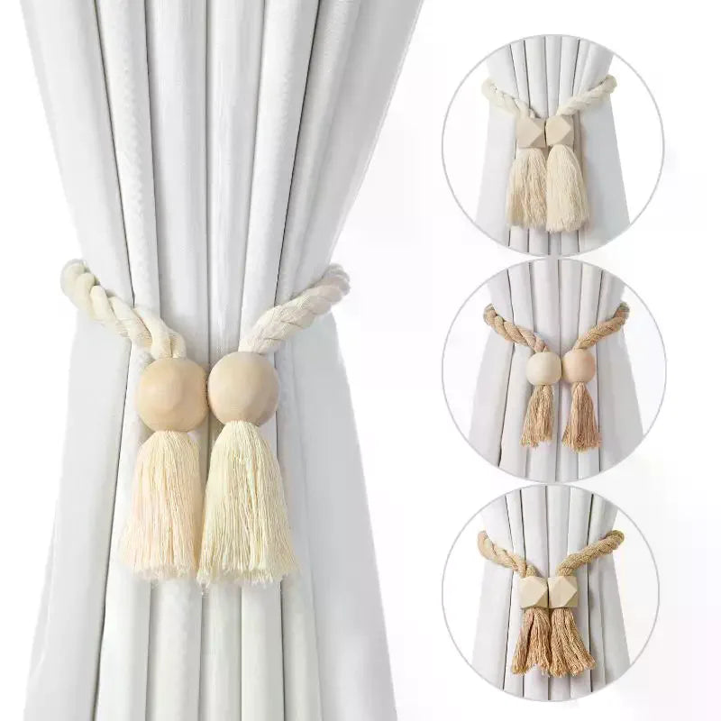 corde rideaux tressée géométriques boho chic beige clair salle bain intérieur decoration