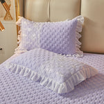 taies d'oreiller vintage blanches franges pièces 48x74cm polyester coton maison