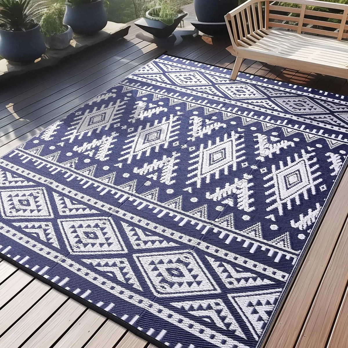tapis moderne noir blanc motif géométrique triangle losange polyester rectangle