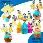 vaisselle jetable blanche neige assiettes gobelets pailles guirlande décorations cupcakes fête anniversaire enfant
