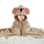 serviette bébé capuche animaux motifs doux microfibre brodés marron bleu gris rose verte