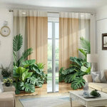 rideau occultant feuilles palmier moderne 100% polyester intégré balcon opacité beige vert