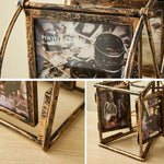 cadre photo vintage grande roue transparent bronze or argenté decoration florale photos inclusion industrielle