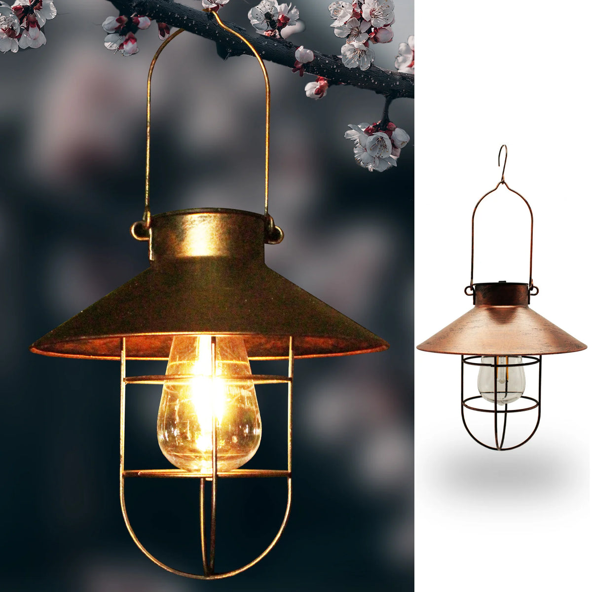 lampe suspendue cuivre vintage solaire filament ip44 extérieur contemporaine rustique jardin