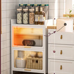 rangement modular meuble blanc imperméable multiple paniers cuisine roulettes moderne anti poussière