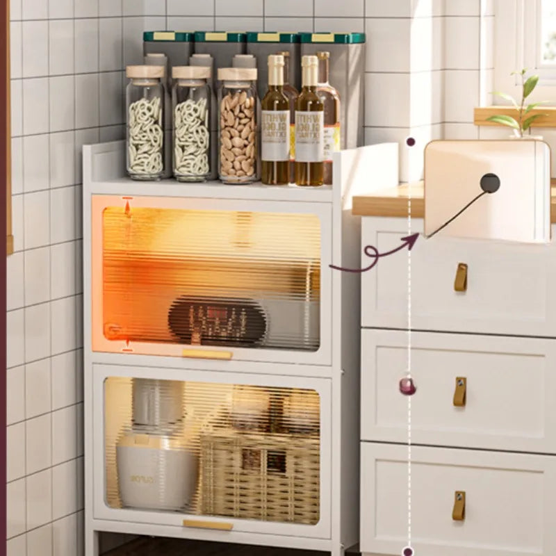 rangement modular meuble blanc imperméable multiple paniers cuisine roulettes moderne anti poussière