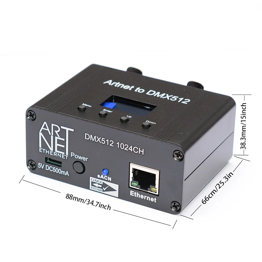 convertisseur réseau ethernet dmx artnet ports rdm boutons controle moderne vis fixations